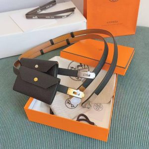 Hermes Kelly Pocket 18 Belt Epsom Calfskin Kelly Buckle Permabrass Yellow Gold Noir H081120CC89 - Image 4