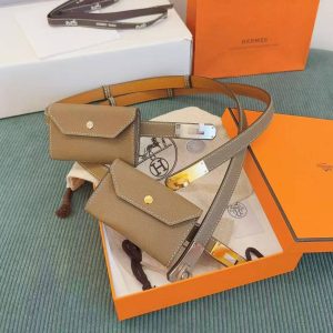 Alternative view of Hermes Kelly Pocket 18 Belt Epsom Calfskin Kelly Buckle Silver Étoupe H081120CK18