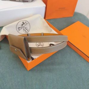 Hermes Kelly Pocket 18 Belt Epsom Calfskin Kelly Buckle Silver Étoupe H081120CK18 - Image 10
