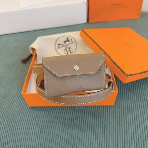 Hermes Kelly Pocket 18 Belt Epsom Calfskin Kelly Buckle Silver Étoupe H081120CK18 - Image 9