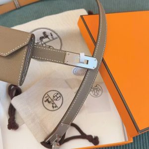 Hermes Kelly Pocket 18 Belt Epsom Calfskin Kelly Buckle Silver Étoupe H081120CK18 - Image 6