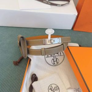 Hermes Kelly Pocket 18 Belt Epsom Calfskin Kelly Buckle Silver Étoupe H081120CK18 - Image 5