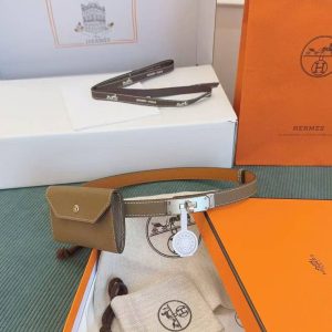 Hermes Kelly Pocket 18 Belt Epsom Calfskin Kelly Buckle Silver Étoupe H081120CK18 - Image 3