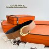 Hermes Luck Belt Buckle & Reversible Leather Strap 38 mm Epsom Calfskin Brushed Permabrass Buckle Yellow Gold Noir Gold