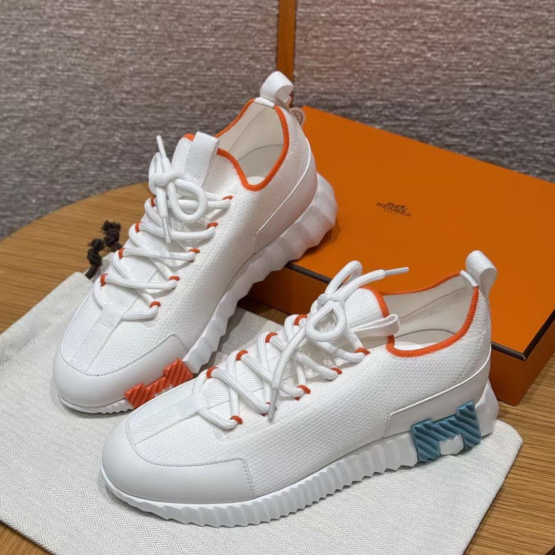 Hermes Lift Slip-on Sneaker Women Knit and Calfskin Blanc H252003Z 92365 - Image 15
