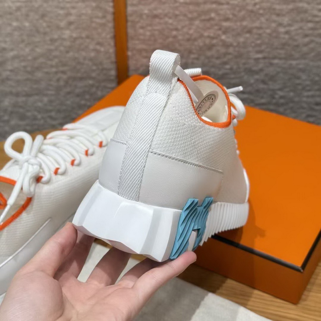 Hermes Lift Slip-on Sneaker Women Knit and Calfskin Blanc H252003Z 92365 - Image 13