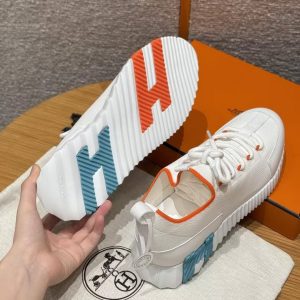 Hermes Lift Slip-on Sneaker Women Knit and Calfskin Blanc H252003Z 92365 - Image 12