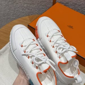 Hermes Lift Slip-on Sneaker Women Knit and Calfskin Blanc H252003Z 92365 - Image 11