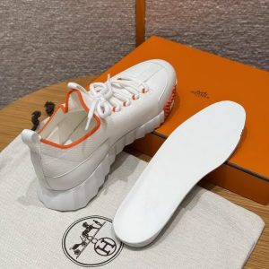 Hermes Lift Slip-on Sneaker Women Knit and Calfskin Blanc H252003Z 92365 - Image 8