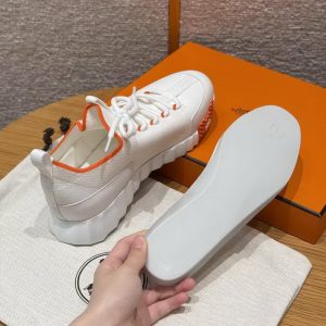 Hermes Lift Slip-on Sneaker Women Knit and Calfskin Blanc H252003Z 92365 - Image 7