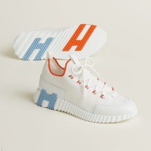 Hermes Lift Slip-on Sneaker Women Knit and Calfskin Blanc H252003Z 92365