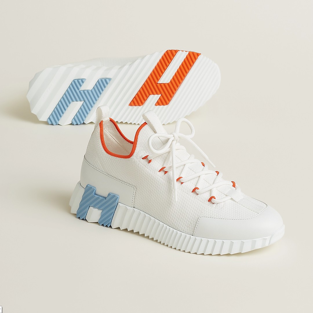 Hermes Lift Slip-on Sneaker Women Knit and Calfskin Blanc H252003Z 92365