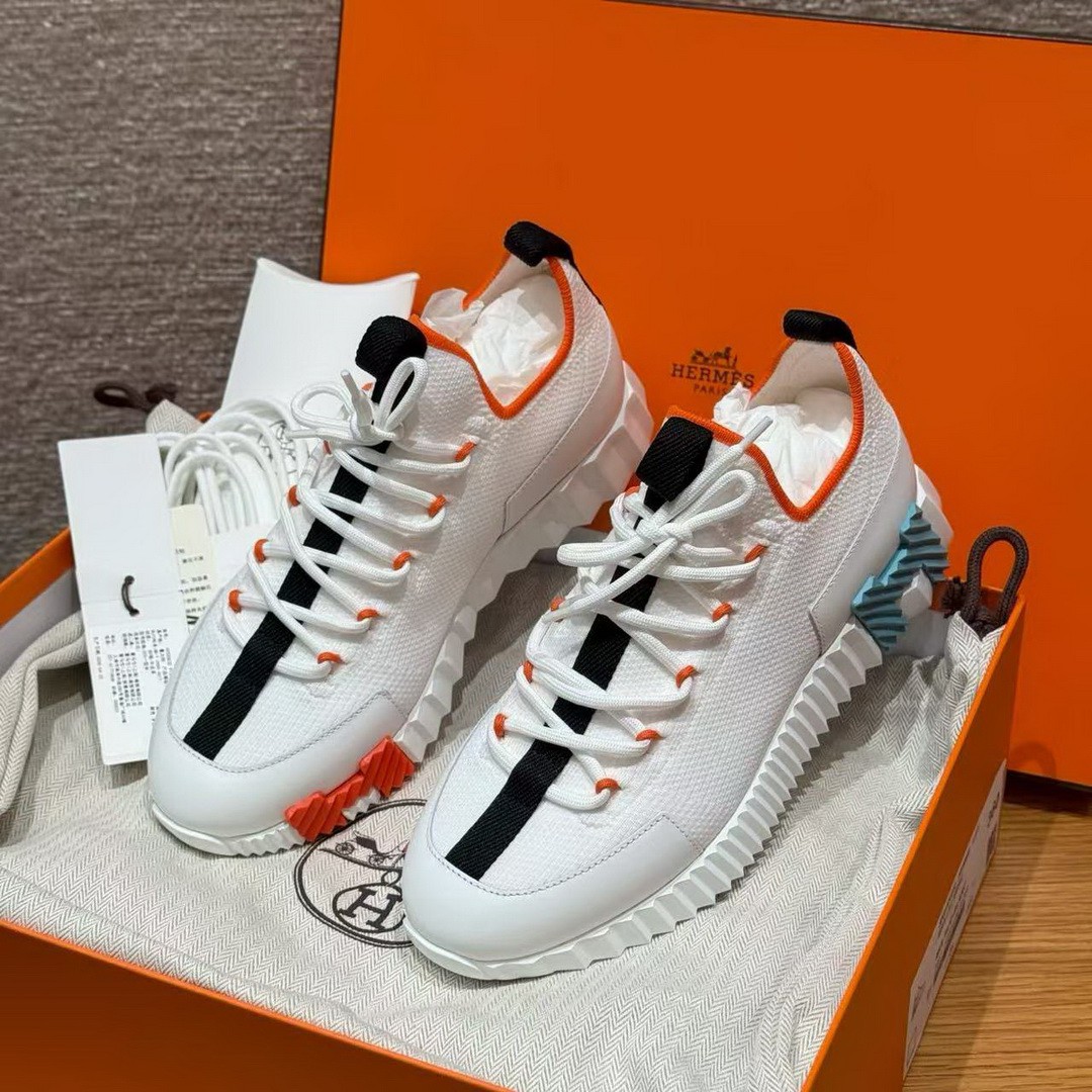 Hermes Lift Slip-on Sneaker Women Knit and Calfskin Multicolore Blanc H252003Z 91350 - Image 18