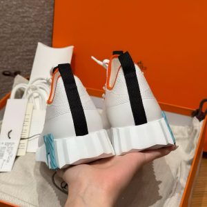 Hermes Lift Slip-on Sneaker Women Knit and Calfskin Multicolore Blanc H252003Z 91350 - Image 9