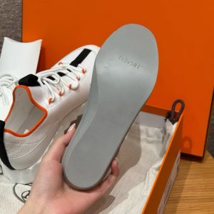 Hermes Lift Slip-on Sneaker Women Knit and Calfskin Multicolore Blanc H252003Z 91350 - Image 3