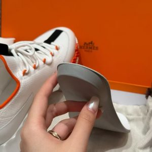 Alternative view of Hermes Lift Slip-on Sneaker Women Knit and Calfskin Multicolore Blanc H252003Z 91350