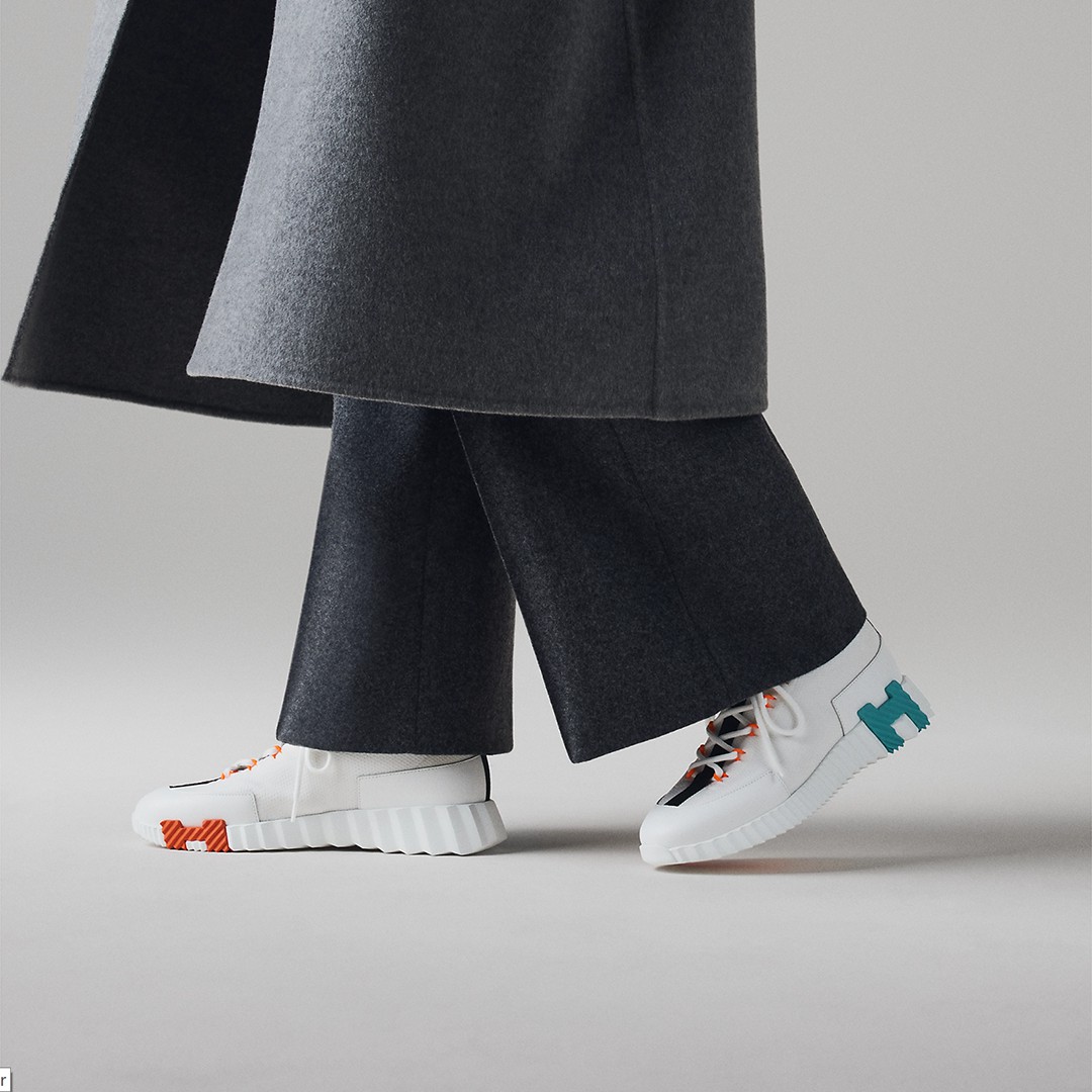 Hermes Lift Slip-on Sneaker Women Knit and Calfskin Multicolore Blanc H252003Z 91350 - Image 19