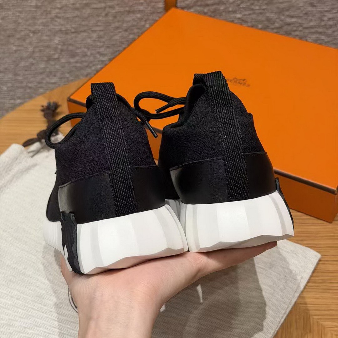 Hermes Lift Slip-on Sneaker Women Knit and Calfskin Noir H252003Z 03355 - Image 16