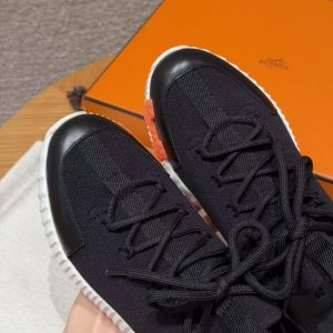 Hermes Lift Slip-on Sneaker Women Knit and Calfskin Noir H252003Z 03355 - Image 15