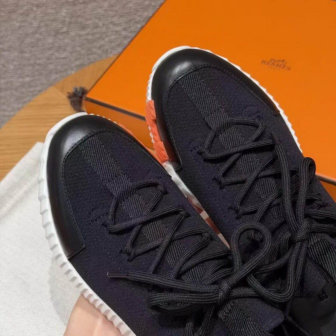 Hermes Lift Slip-on Sneaker Women Knit and Calfskin Noir H252003Z 03355 - Image 15