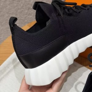 Hermes Lift Slip-on Sneaker Women Knit and Calfskin Noir H252003Z 03355 - Image 10