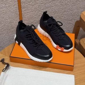 Hermes Lift Slip-on Sneaker Women Knit and Calfskin Noir H252003Z 03355 - Image 6