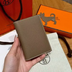 Hermes MC² Euclide Card Holder Handmade In Epsom Calfskin Leather 18 Etoupe