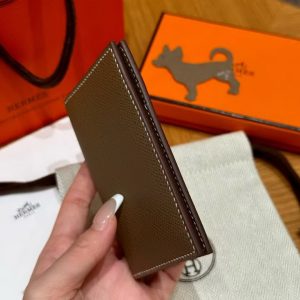 Hermes MC² Euclide Card Holder Handmade In Epsom Calfskin Leather 18 Etoupe - Image 12
