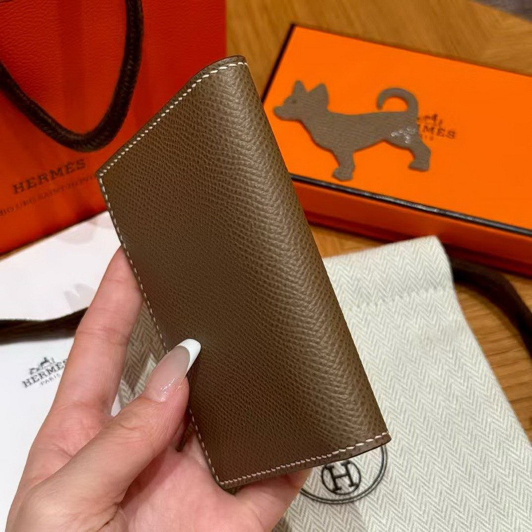 Hermes MC² Euclide Card Holder Handmade In Epsom Calfskin Leather 18 Etoupe - Image 11