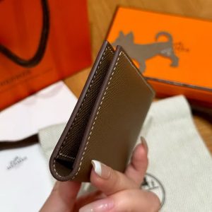 Hermes MC² Euclide Card Holder Handmade In Epsom Calfskin Leather 18 Etoupe - Image 10