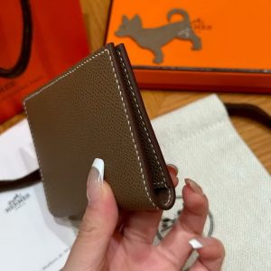 Hermes MC² Euclide Card Holder Handmade In Epsom Calfskin Leather 18 Etoupe - Image 9