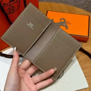 Hermes MC² Euclide Card Holder Handmade In Epsom Calfskin Leather 18 Etoupe - Image 6
