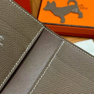 Hermes MC² Euclide Card Holder Handmade In Epsom Calfskin Leather 18 Etoupe - Image 5