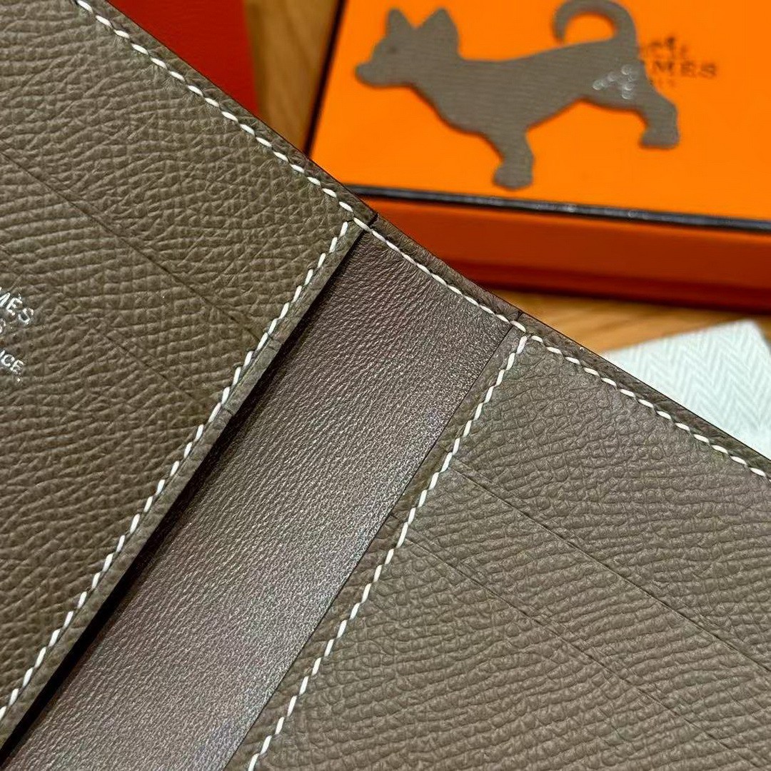 Hermes MC² Euclide Card Holder Handmade In Epsom Calfskin Leather 18 Etoupe - Image 5