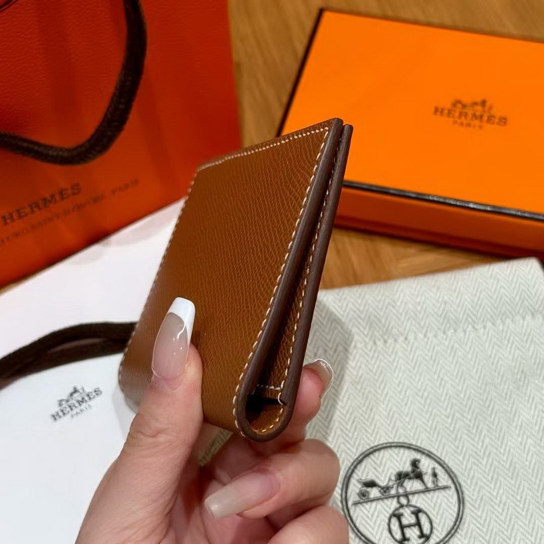 Hermes MC² Euclide Card Holder Handmade In Epsom Calfskin Leather 37 Gold - Image 11