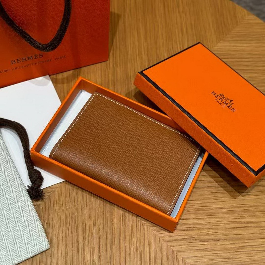 Hermes MC² Euclide Card Holder Handmade In Epsom Calfskin Leather 37 Gold - Image 9