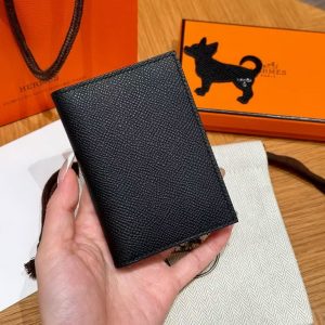 Hermes MC² Euclide Card Holder Handmade In Epsom Calfskin Leather 89 Noir