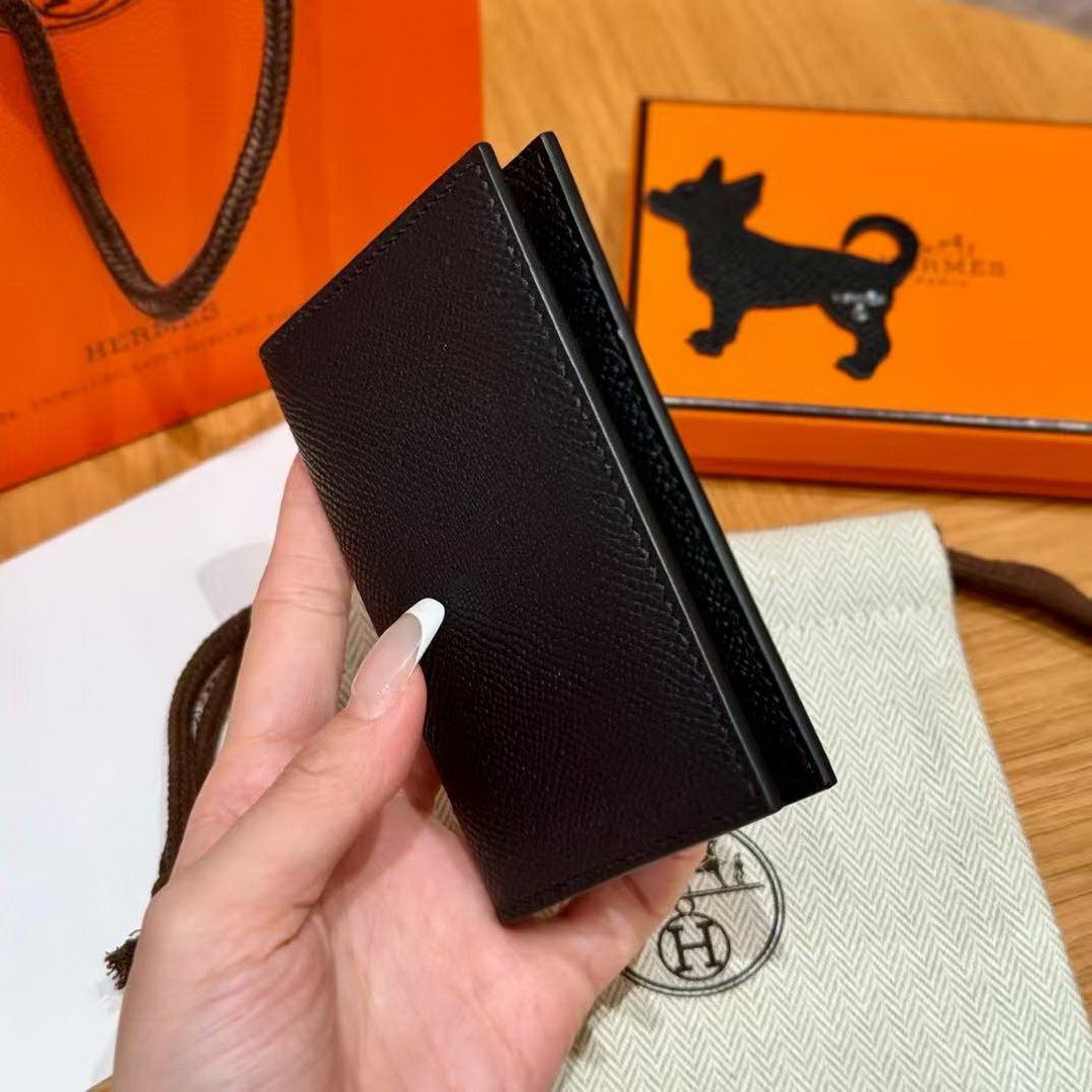Hermes MC² Euclide Card Holder Handmade In Epsom Calfskin Leather 89 Noir - Image 12