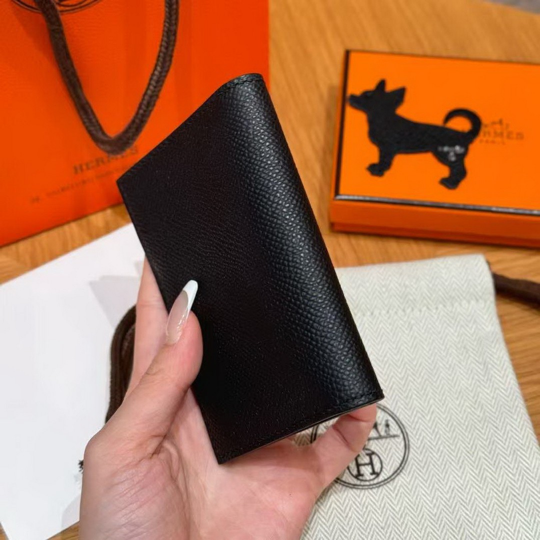 Hermes MC² Euclide Card Holder Handmade In Epsom Calfskin Leather 89 Noir - Image 11