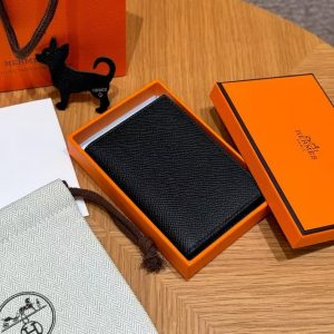 Hermes MC² Euclide Card Holder Handmade In Epsom Calfskin Leather 89 Noir - Image 8