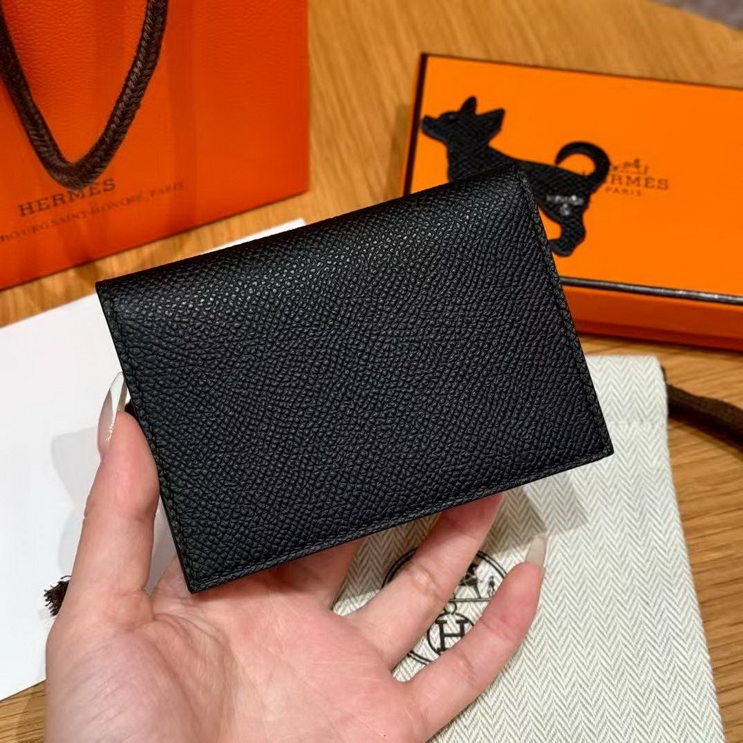 Hermes MC² Euclide Card Holder Handmade In Epsom Calfskin Leather 89 Noir - Image 7