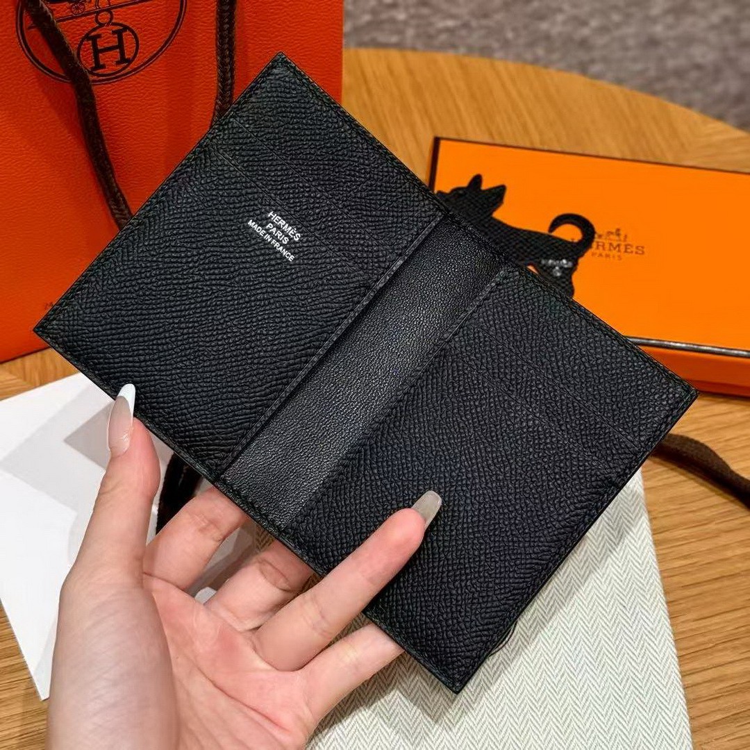 Hermes MC² Euclide Card Holder Handmade In Epsom Calfskin Leather 89 Noir - Image 6