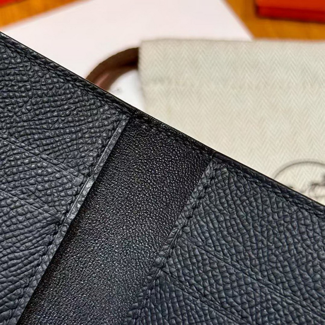 Hermes MC² Euclide Card Holder Handmade In Epsom Calfskin Leather 89 Noir - Image 5