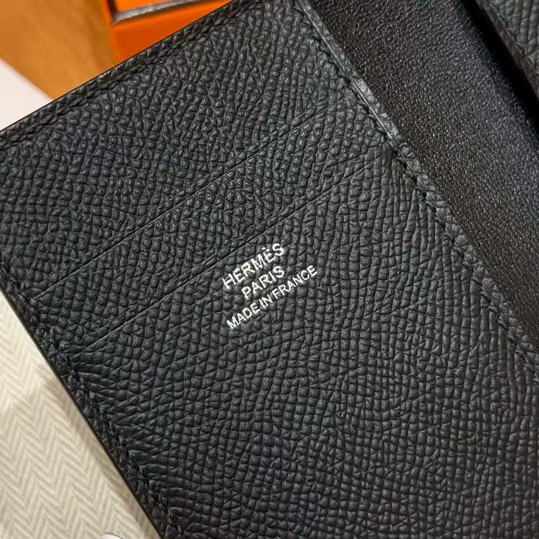 Hermes MC² Euclide Card Holder Handmade In Epsom Calfskin Leather 89 Noir - Image 3