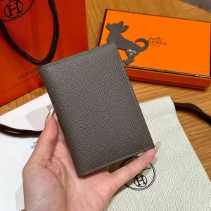 Hermes MC² Euclide Card Holder Handmade In Epsom Calfskin Leather 8F Girs Etain