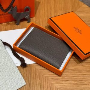 Hermes MC² Euclide Card Holder Handmade In Epsom Calfskin Leather 8F Girs Etain - Image 10