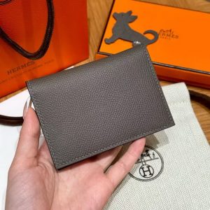 Hermes MC² Euclide Card Holder Handmade In Epsom Calfskin Leather 8F Girs Etain - Image 9