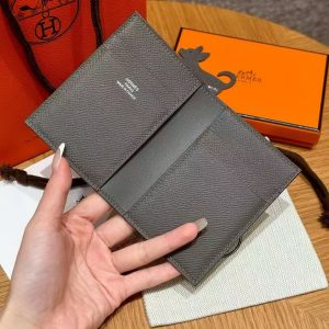 Hermes MC² Euclide Card Holder Handmade In Epsom Calfskin Leather 8F Girs Etain - Image 6
