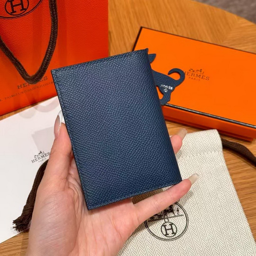Hermes MC² Euclide Card Holder Handmade In Epsom Calfskin Leather S4 Deep Blue - Image 2