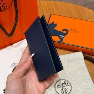 Hermes MC² Euclide Card Holder Handmade In Epsom Calfskin Leather S4 Deep Blue - Image 14
